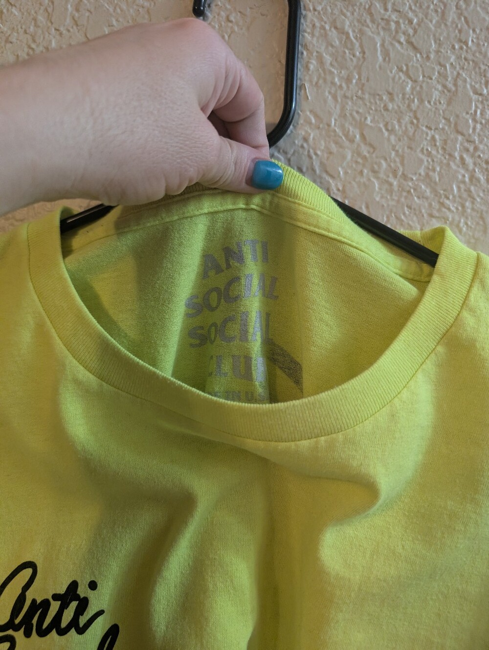 ASSC Script Logo Cursive Neon Green T-Shirt, Size Small - Picture 4 of 5